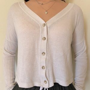 “Long Sleeve Buttoned Up V-Neck Top”